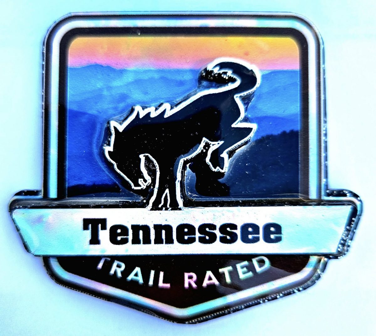 Tennessee Trail Rated Bronco Medallion in sunlight