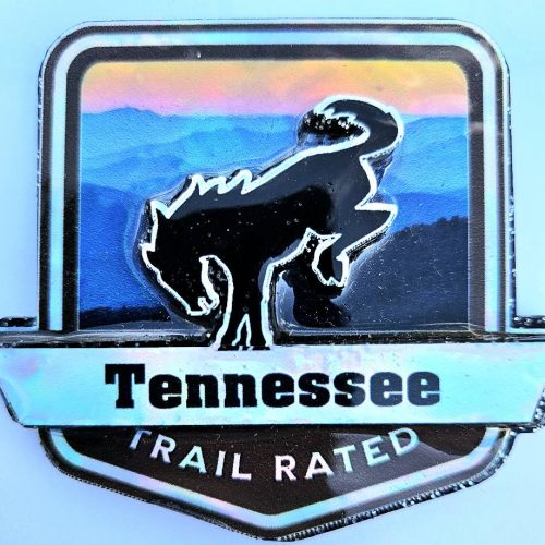 Tennessee Trail Rated Bronco Medallion in sunlight but natural shade